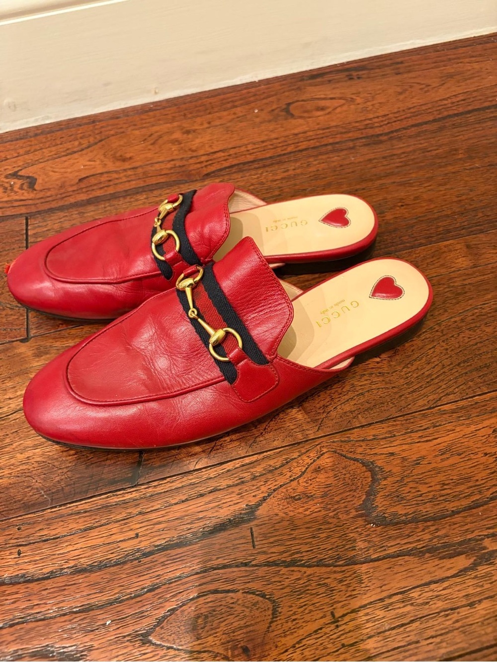 Gucci Red Leather Slip-On Men's Loafers